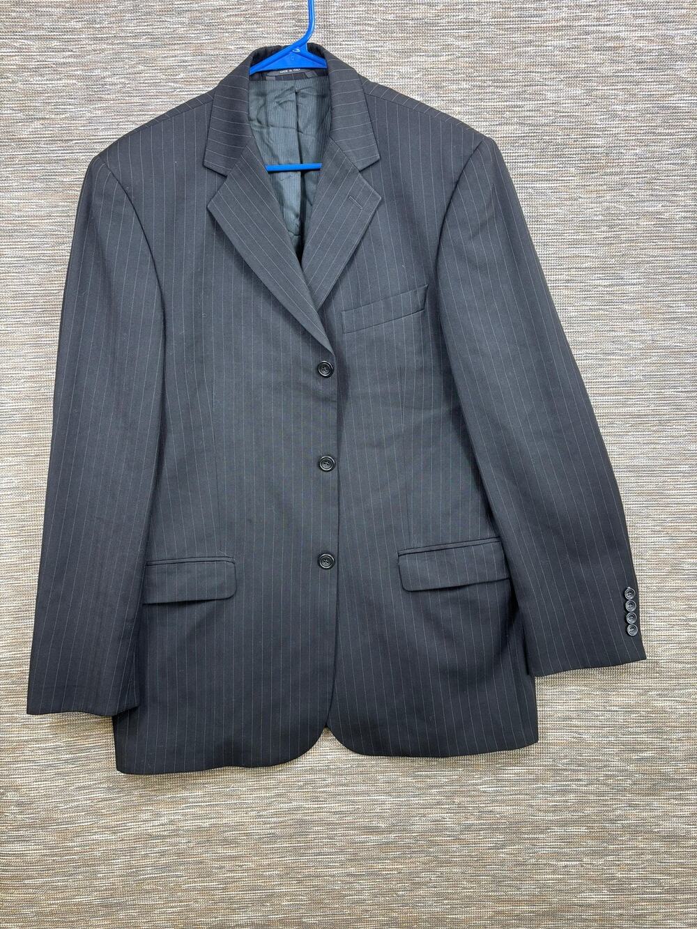 Zanetti Blazer Mens Size 44R Gray Pinstripe Super 120s Wool Suit Jacket Italy